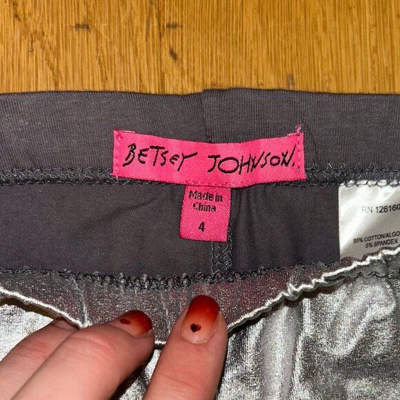 Girls Betsey Johnson Color Block Silver and Grey Leggings - Picture 3 of 3